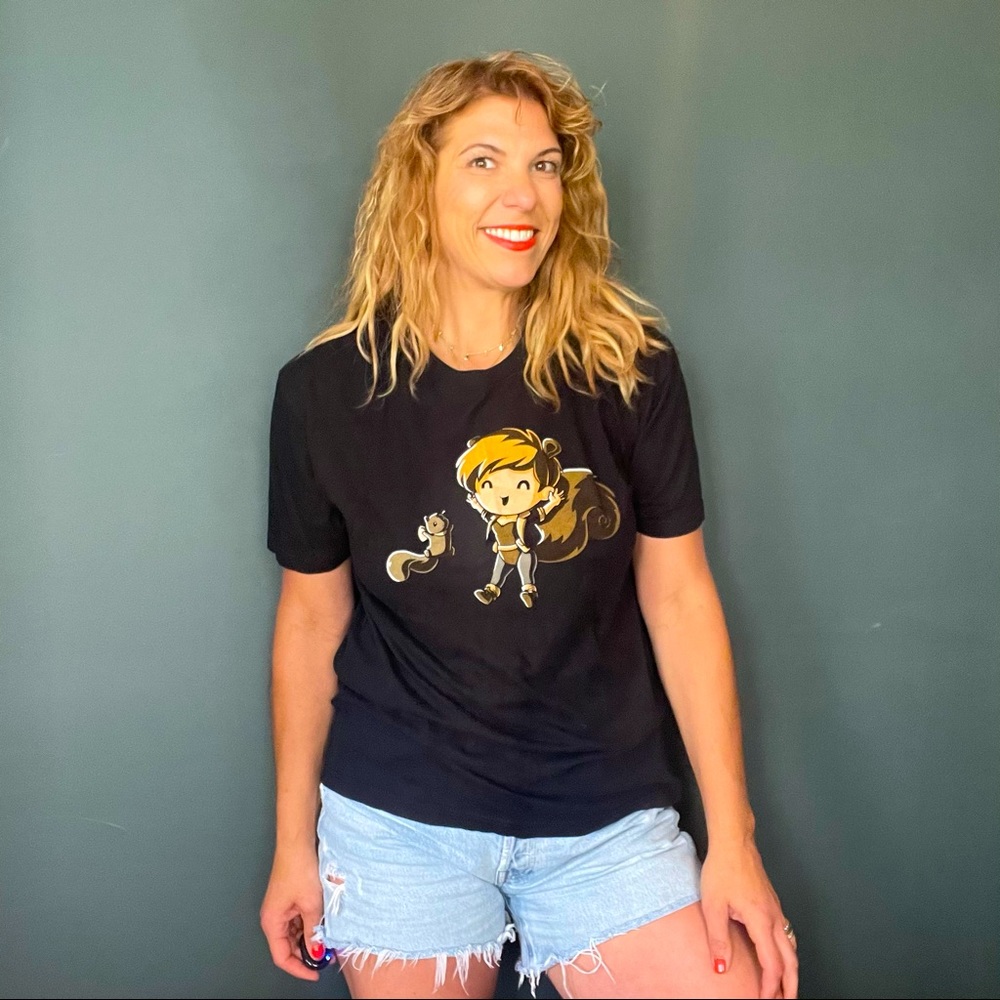 Cartooned Japanese T-Shirt with Squirrels